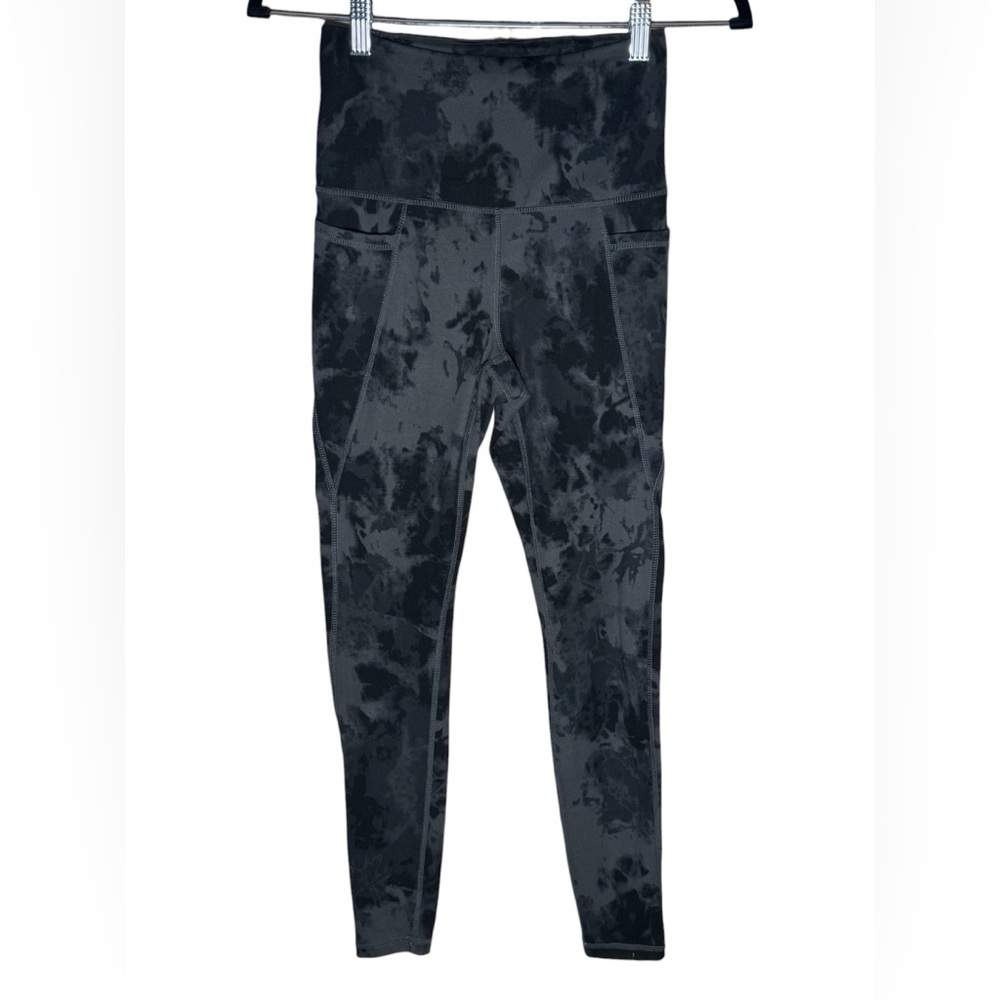 Danskin Black Tie Dye Leggings XS High Rise Pocket Workout Yoga Pants